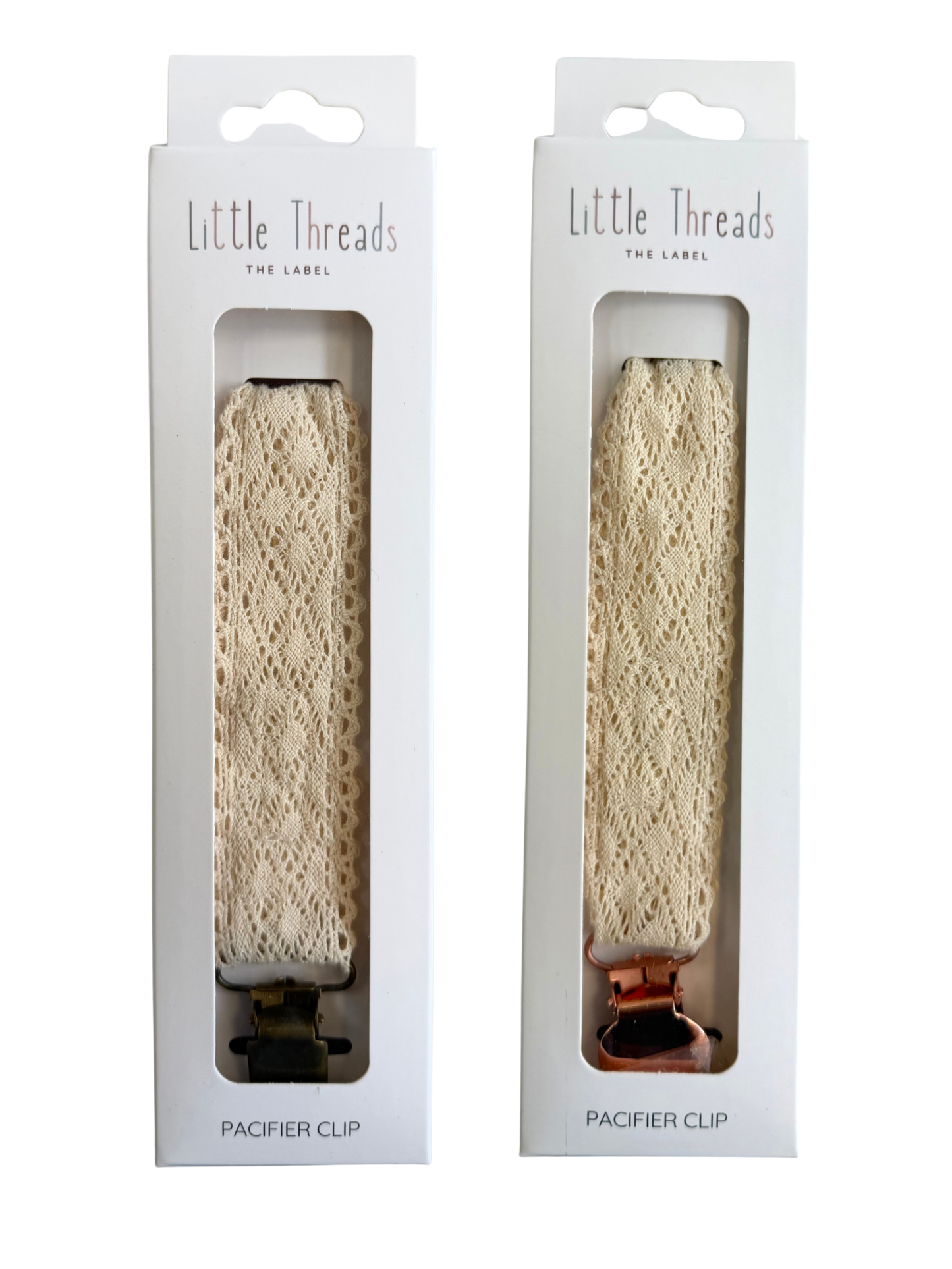 Diamond Crotchet Collection Pacifier Clip: Rose Gold Hardware
