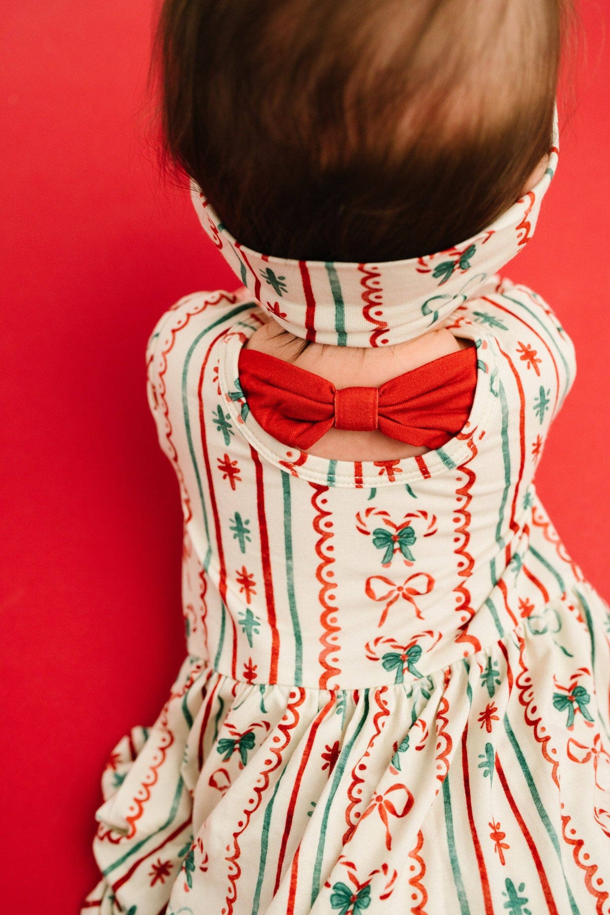 Christmas Dainty Bow Long Sleeve Bodysuit Bamboo Dress
