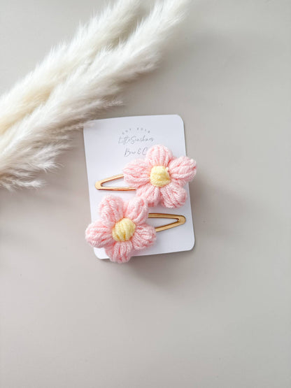 Crochet Flowers Hair Clips & Headbands: Brown & Cream Flower / Nylon Headband