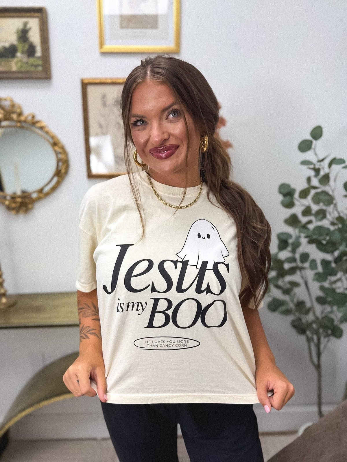 Jesus is my Boo Boxy Graphic Tee on Ivory: XL