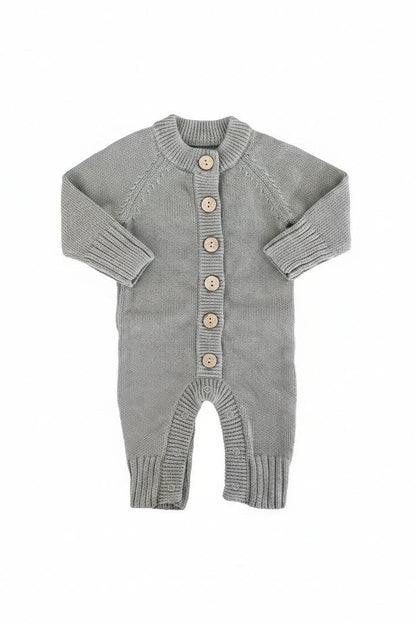 Knit Sweater Button Romper | Smoke