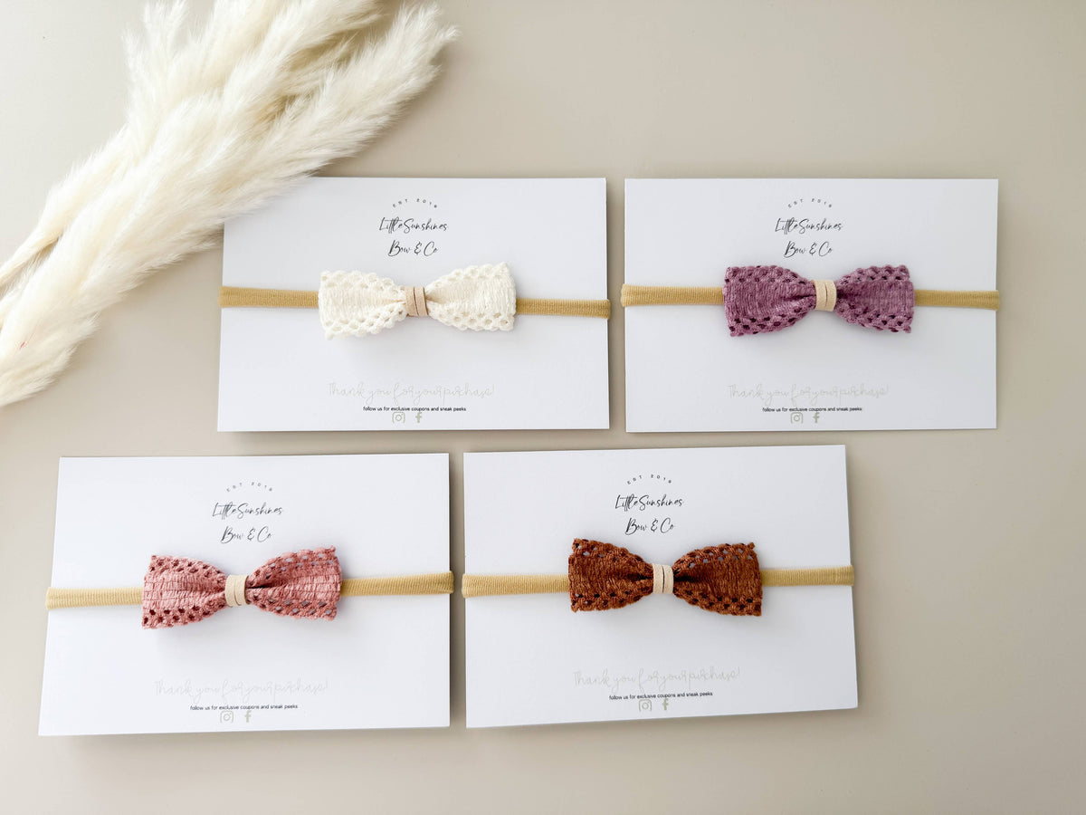 Lace & Tan Suede Bows: Brown