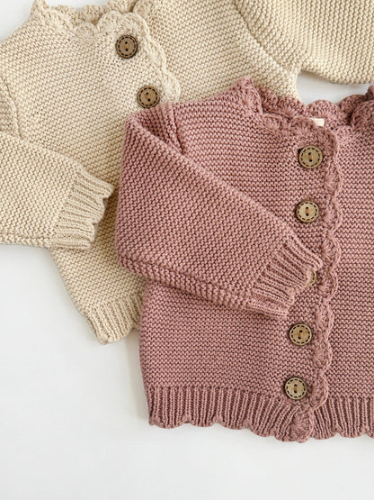 Ladies Sophia Sweater Cardigan: Dusty Pink
