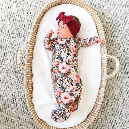 Laura GOWN Bamboo Floral Baby Newborn Coming Home Outfit: Gown Only