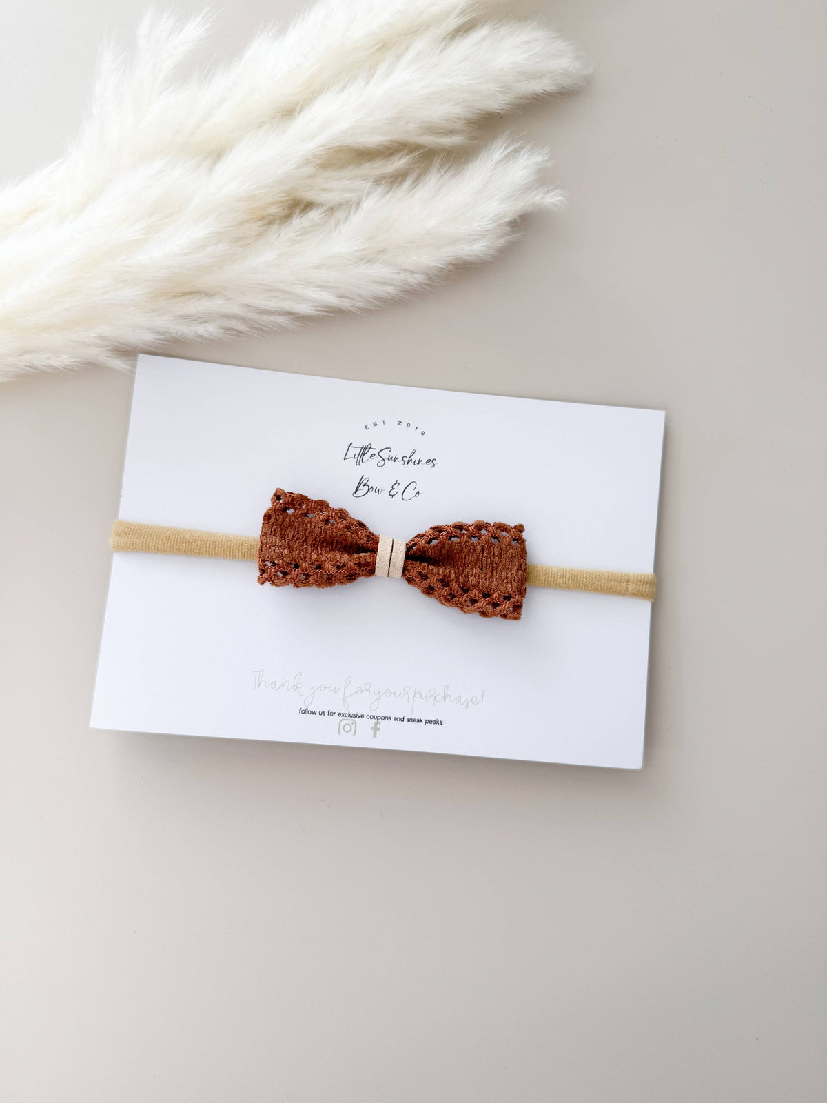 Lace & Tan Suede Bows: Brown