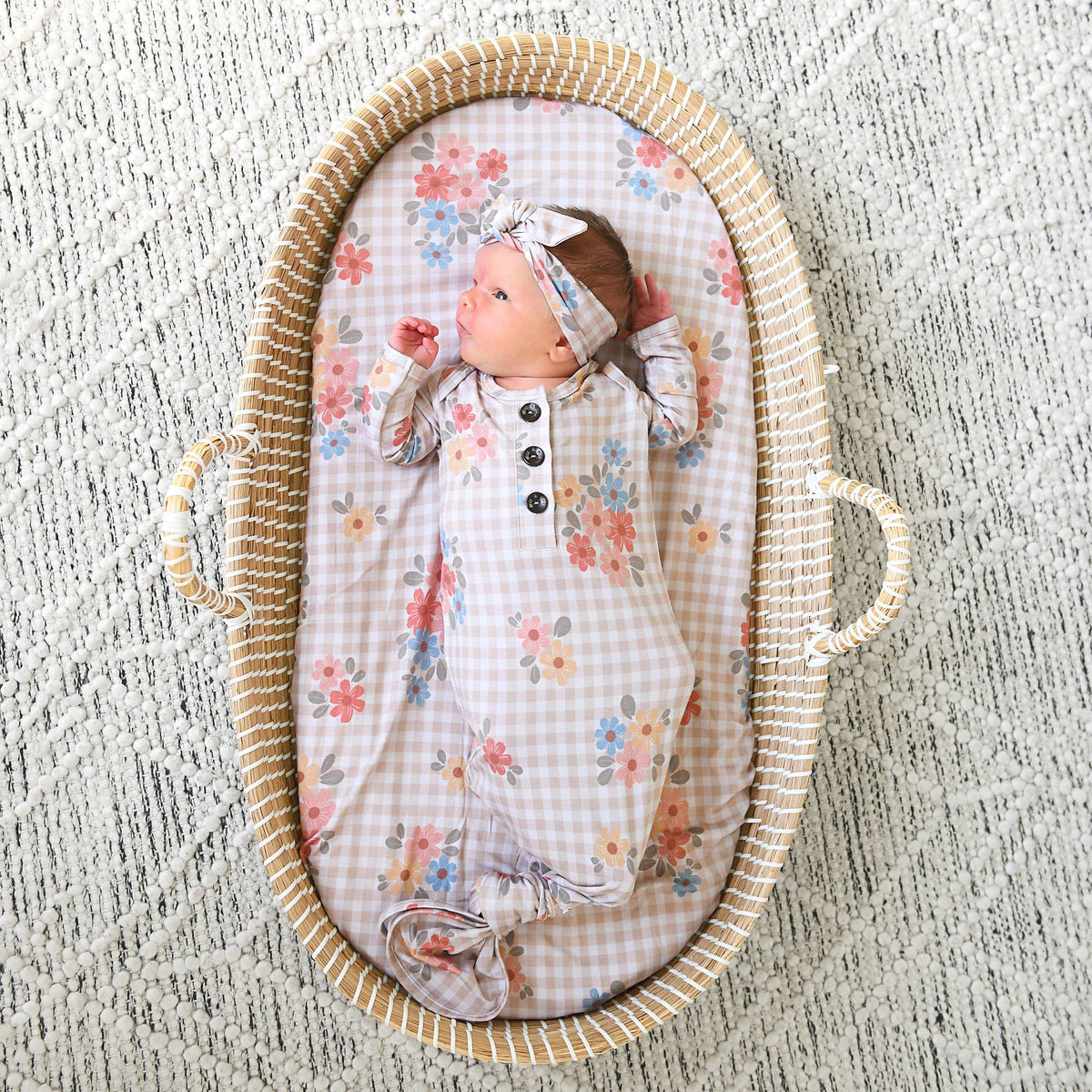 Callie GOWN Bamboo Floral Baby Newborn Coming Home Outfit: Gown