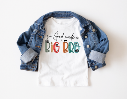 So God Made a Big Bro Boys Tee Shirt, Big Brother T-Shirt: Natural