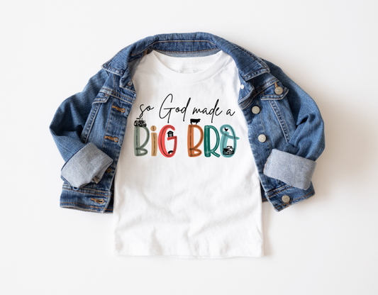 So God Made a Big Bro Boys Tee Shirt, Big Brother T-Shirt: Natural