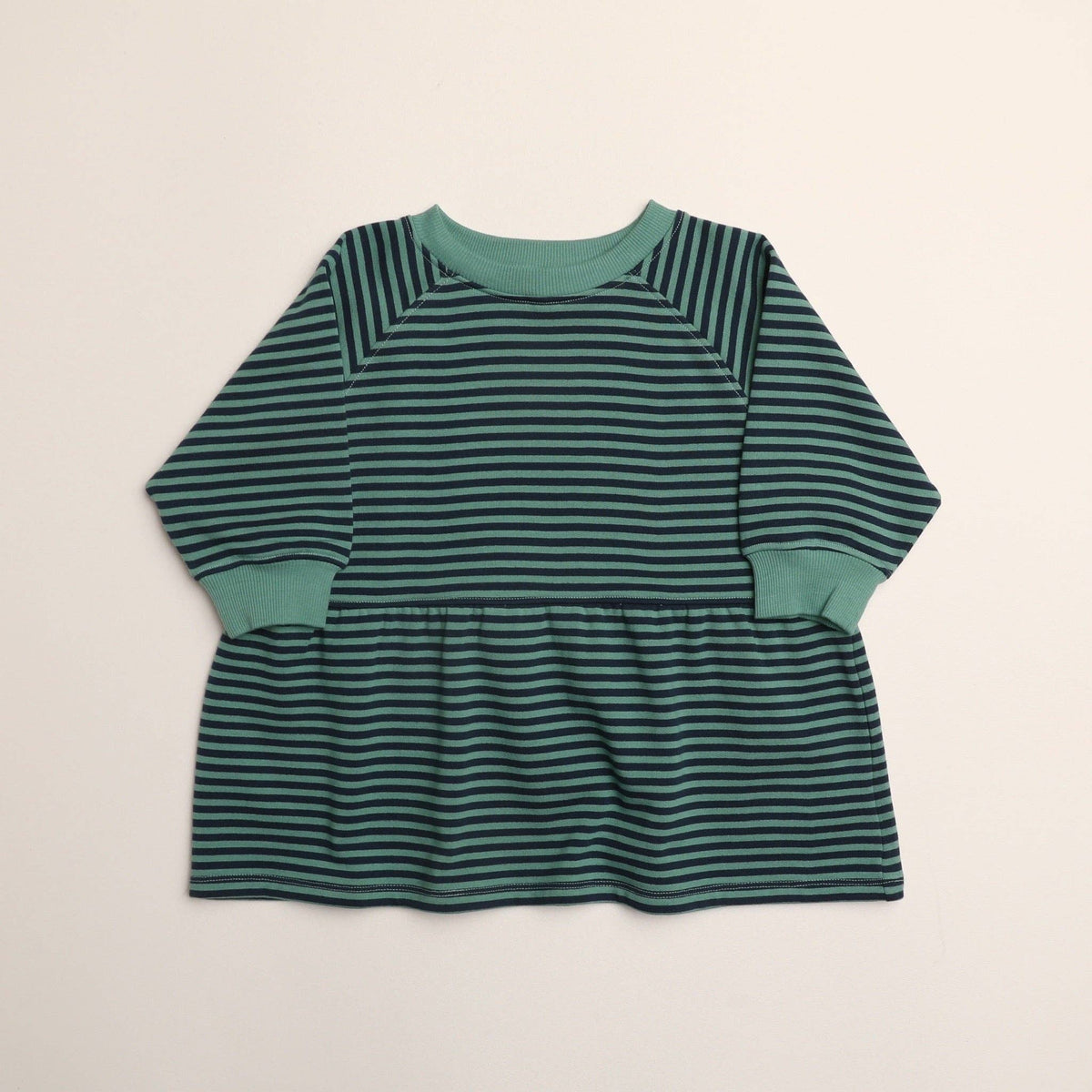 Kelsey Dress in Green Blue Stripe