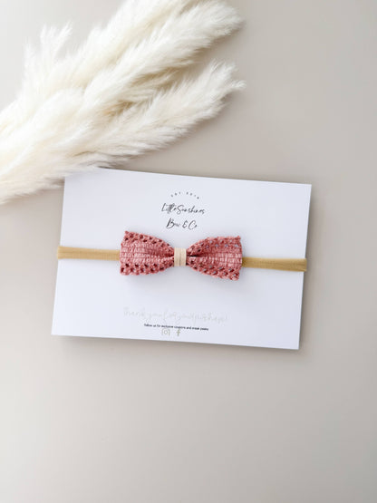 Lace & Tan Suede Bows: Brown