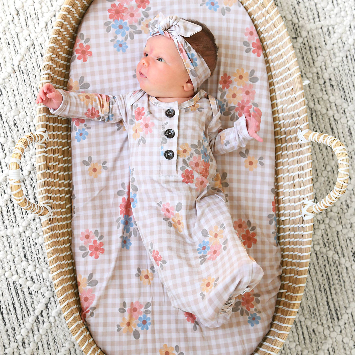 Callie GOWN Bamboo Floral Baby Newborn Coming Home Outfit: Gown