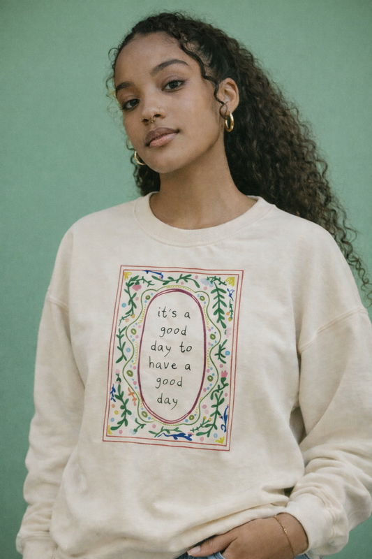Trendy womens sweatshirt - good energy