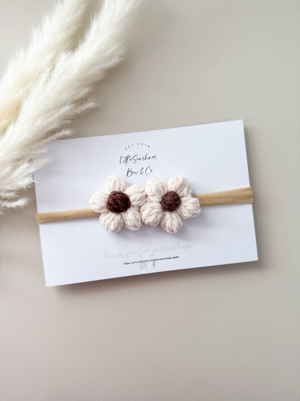 Crochet Flowers Hair Clips & Headbands: Brown & Cream Flower / Nylon Headband