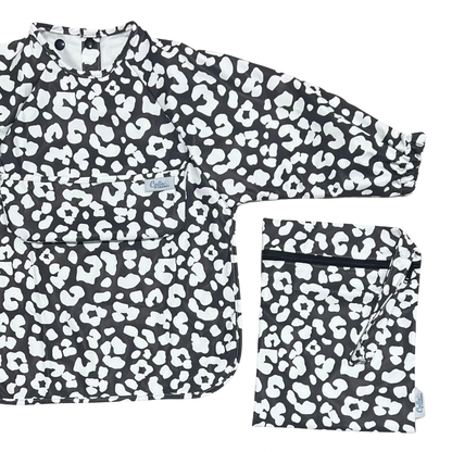 The Grayson Long Sleeve Bib - Leopard: Petal Pink / 6-36M