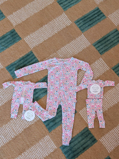 Bows in the Meadow Bamboo Convertible Zip Footie Sleeper & Romper | Baby & Toddler Pajamas