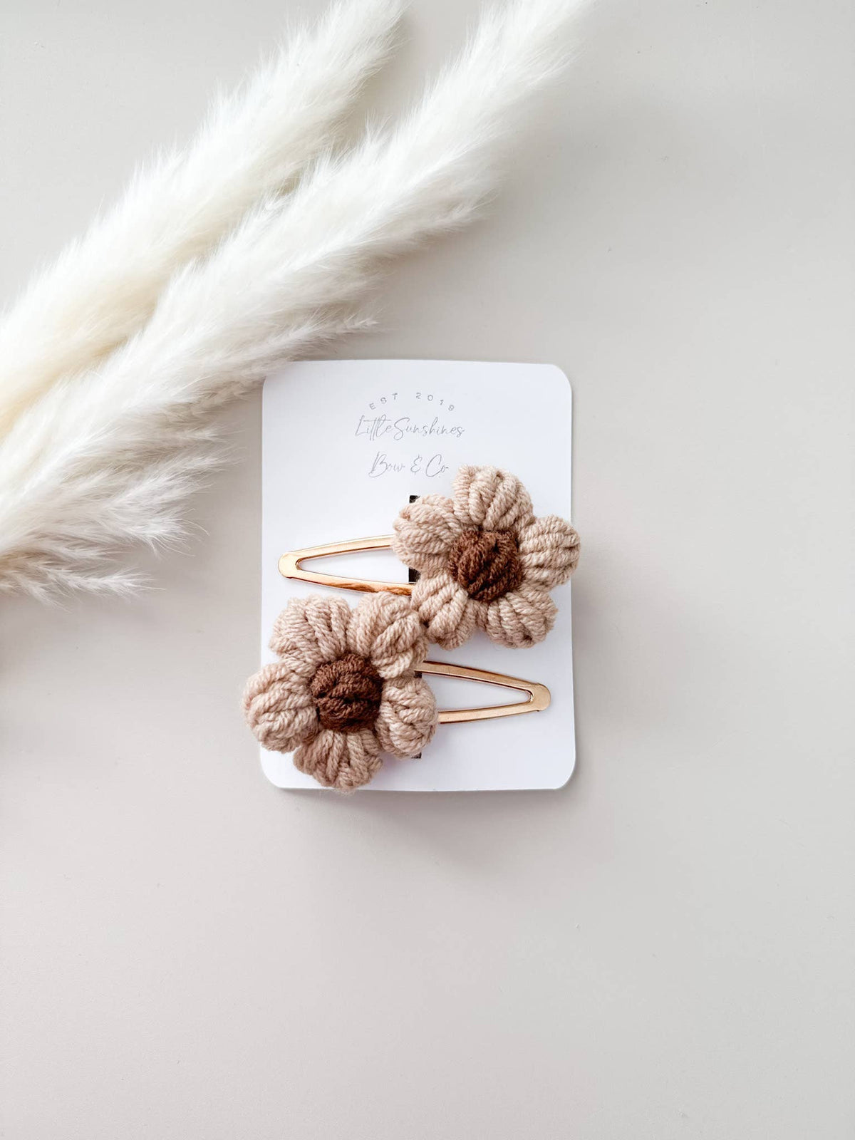 Crochet Flowers Hair Clips & Headbands: Brown & Cream Flower / Nylon Headband