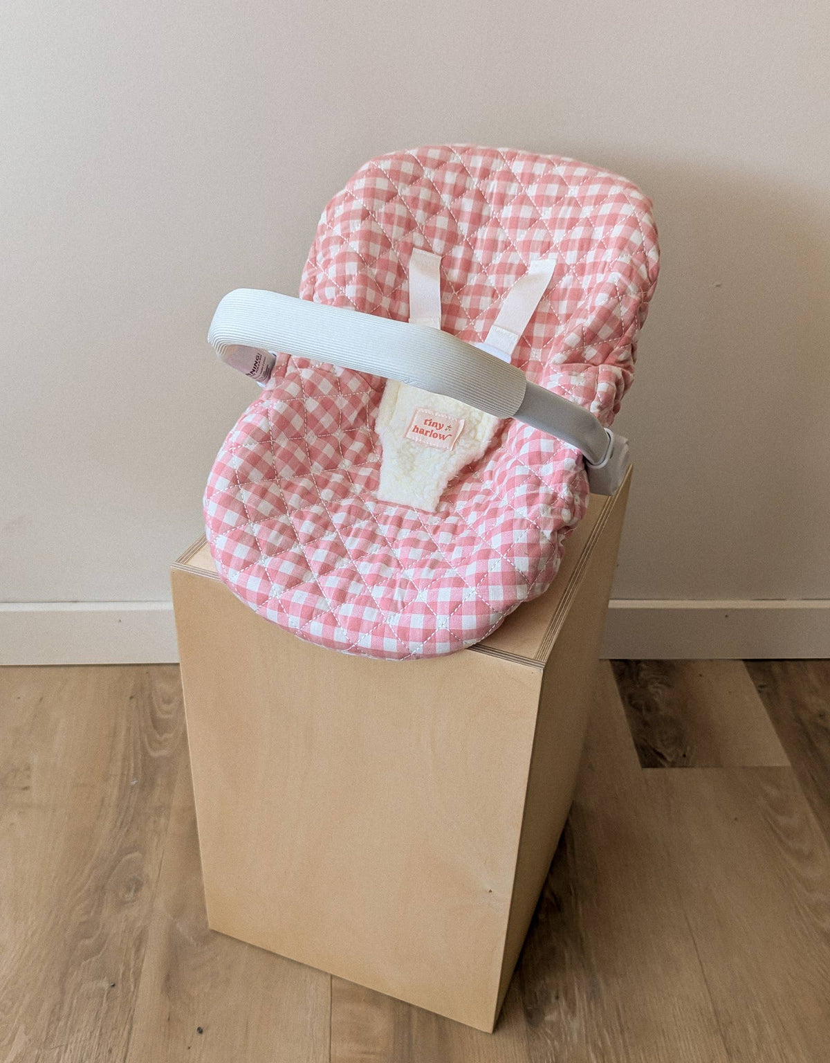 Doll Car Seat - Pink Gingham - Tiny Harlow