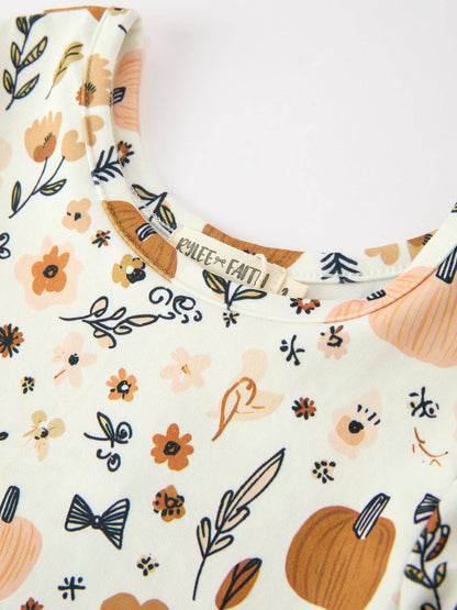 Fall Harvest Pumpkin Girls Dress Long Sleeve: 7