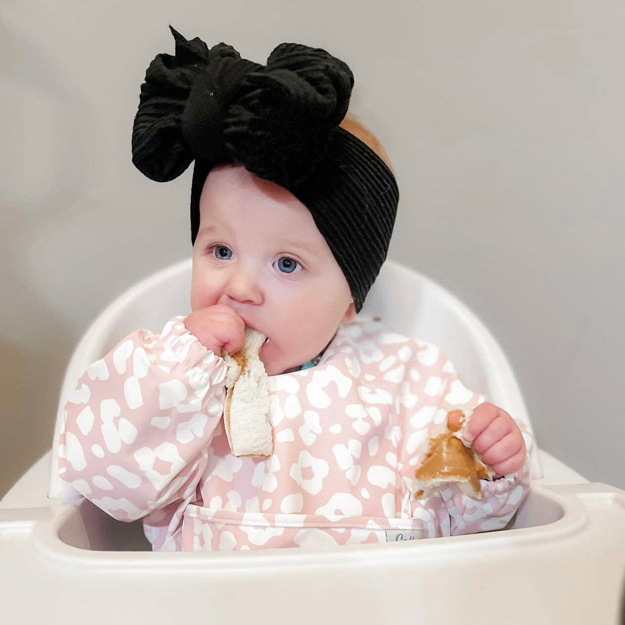 The Grayson Long Sleeve Bib - Leopard: Petal Pink / 6-36M