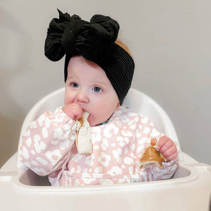 The Grayson Long Sleeve Bib - Leopard: Petal Pink / 6-36M