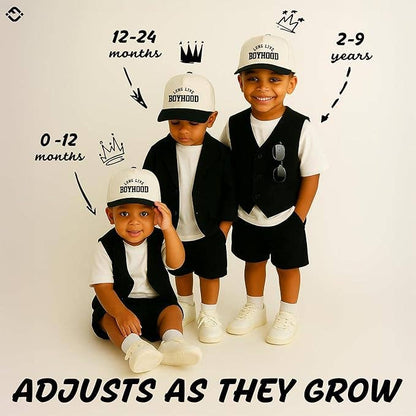 Kids/Baby Two Tone Cap - Long Live Boyhood - Black/Beige: Kids (2-9 Years)