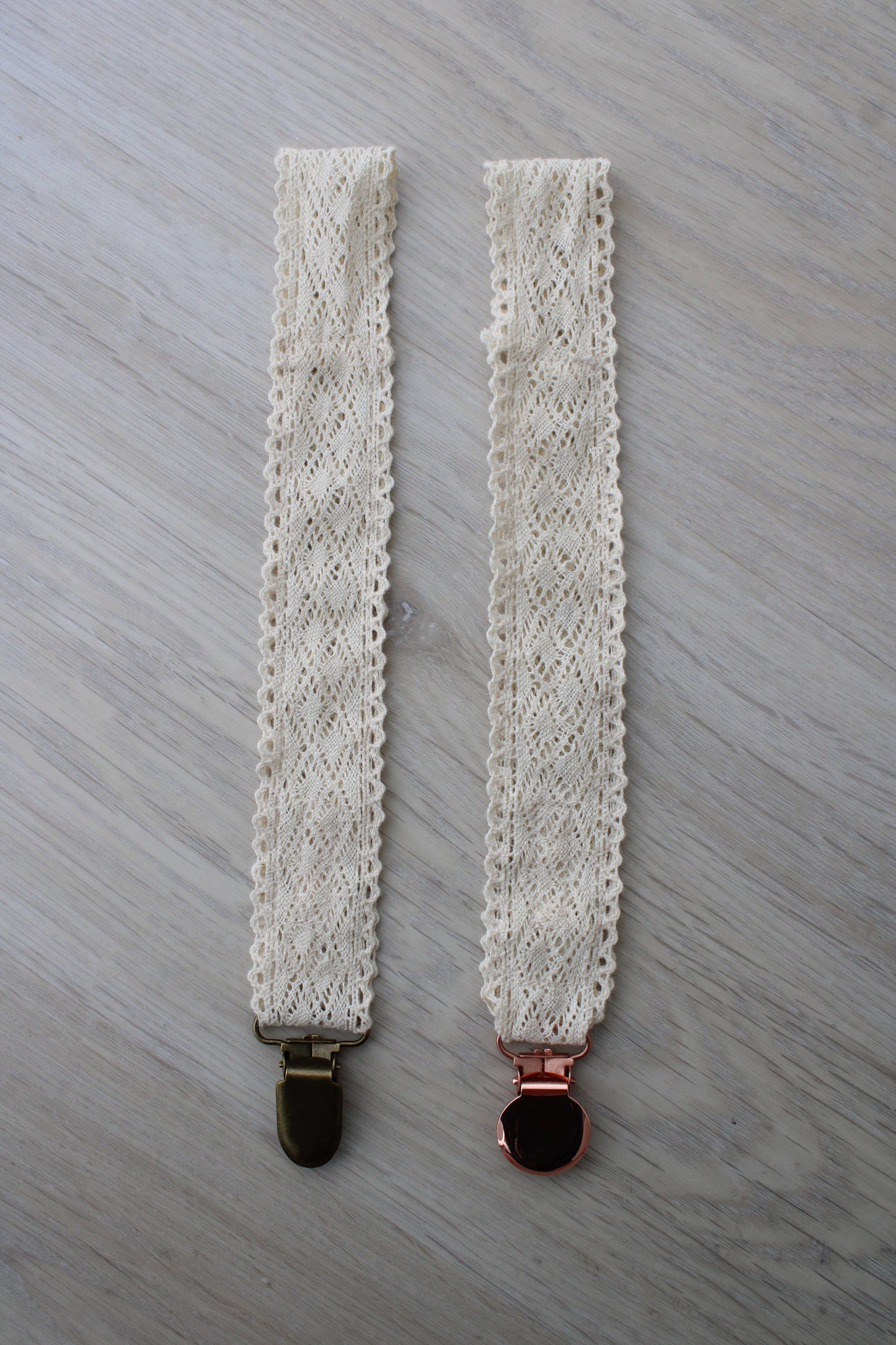 Diamond Crotchet Collection Pacifier Clip: Rose Gold Hardware