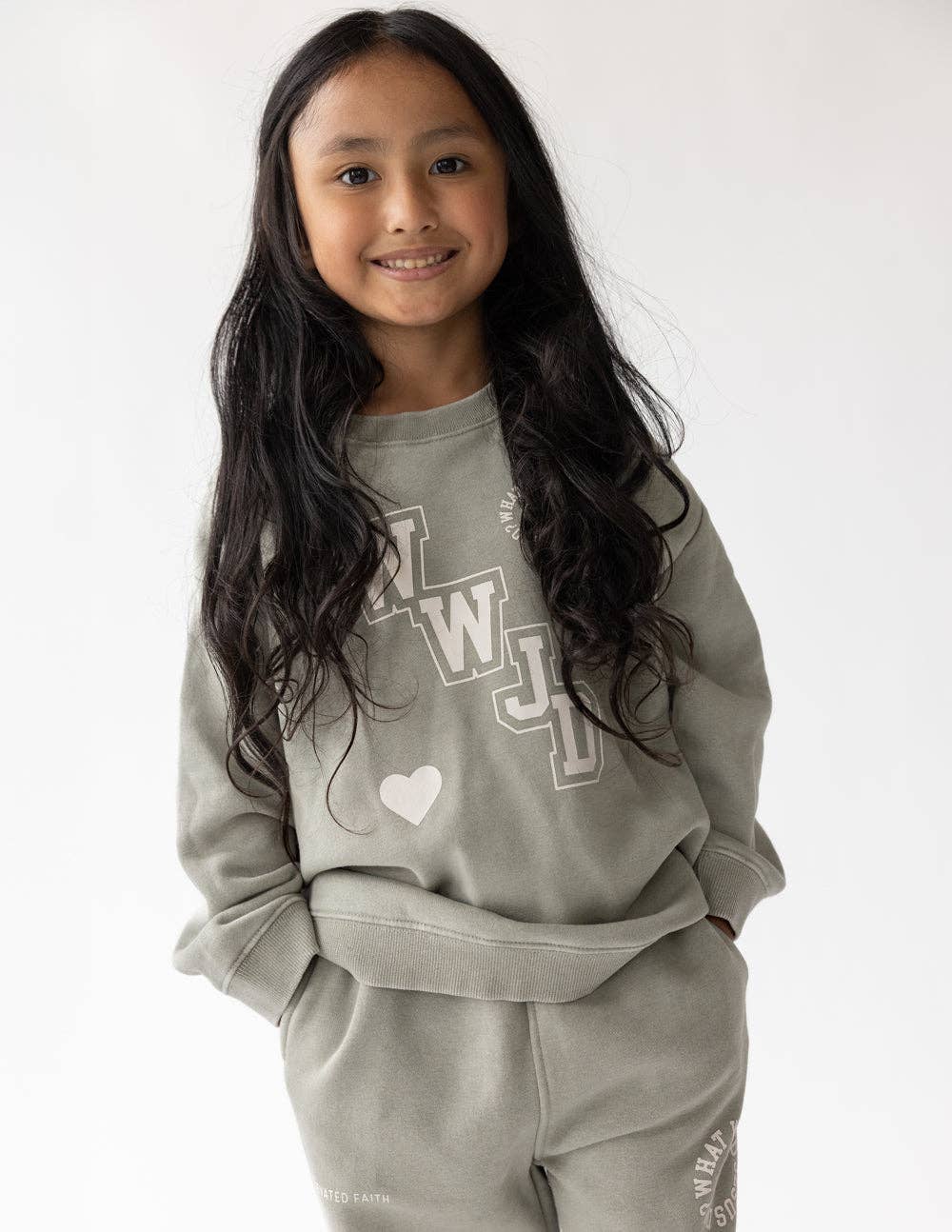 WWJD Varsity Kids Crewneck: 6Y