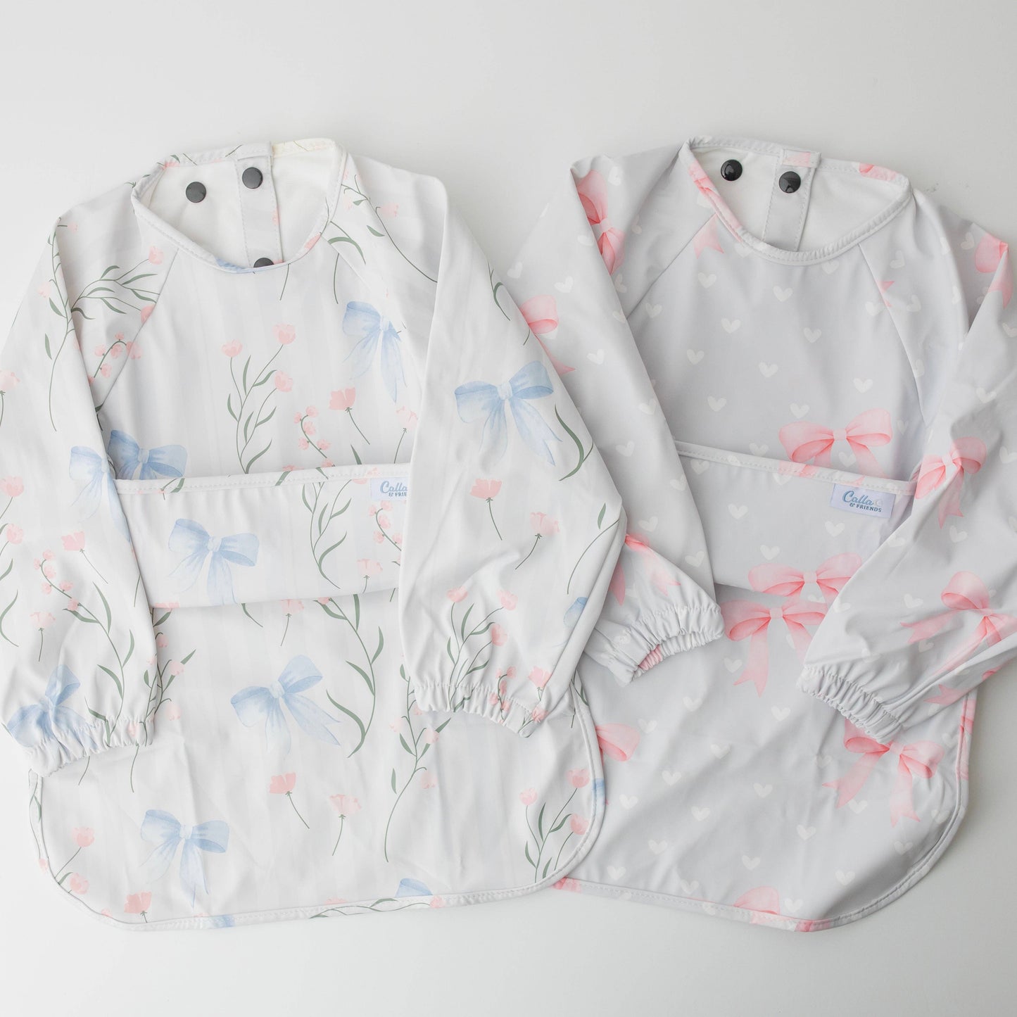 The Grayson Long Sleeve Bib - Sweetheart Bows: 6-36M