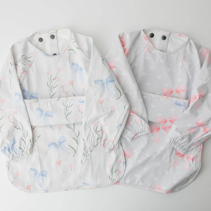 The Grayson Long Sleeve Bib - Sweetheart Bows: 6-36M