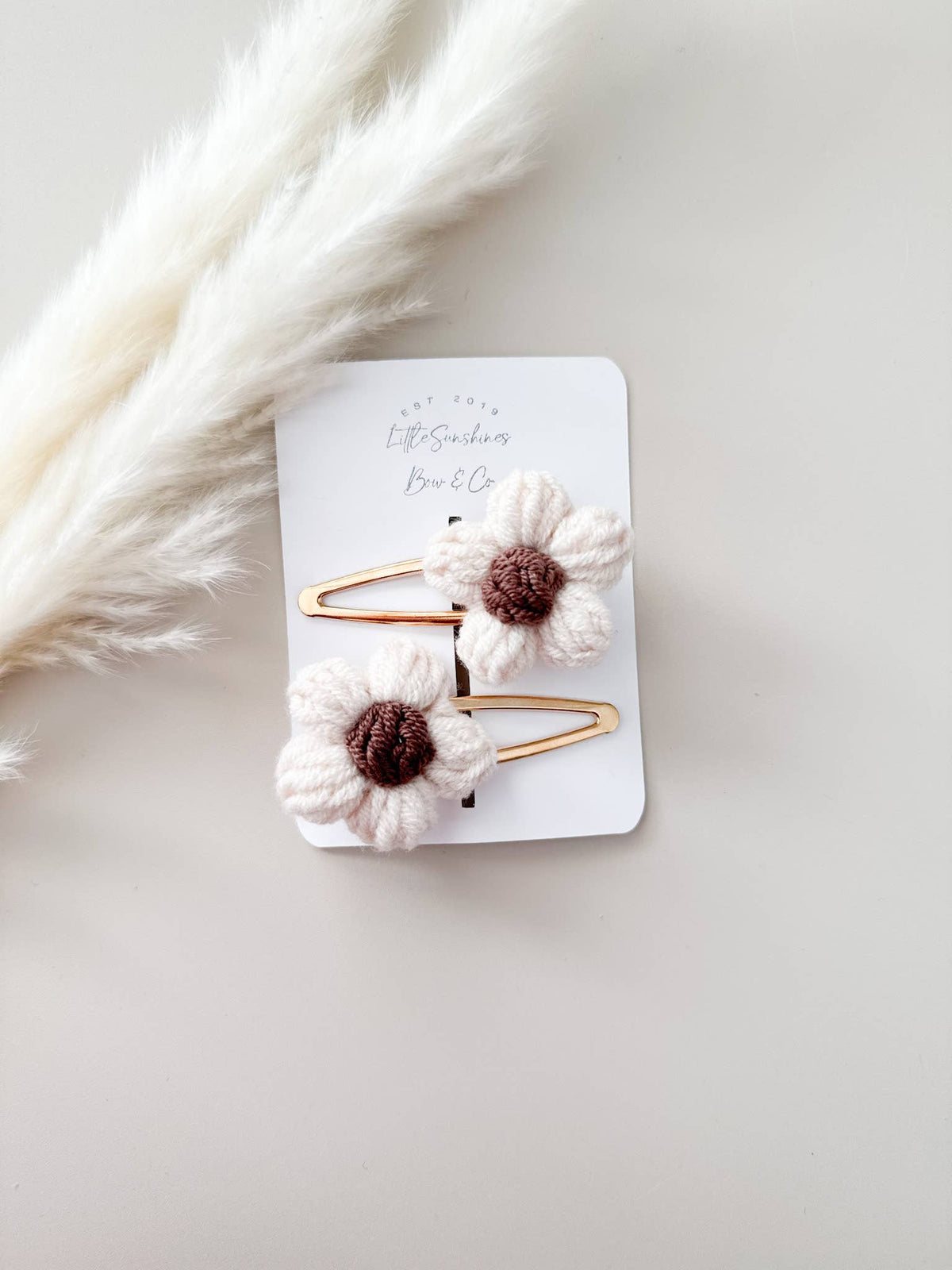 Crochet Flowers Hair Clips & Headbands: Brown & Cream Flower / Nylon Headband