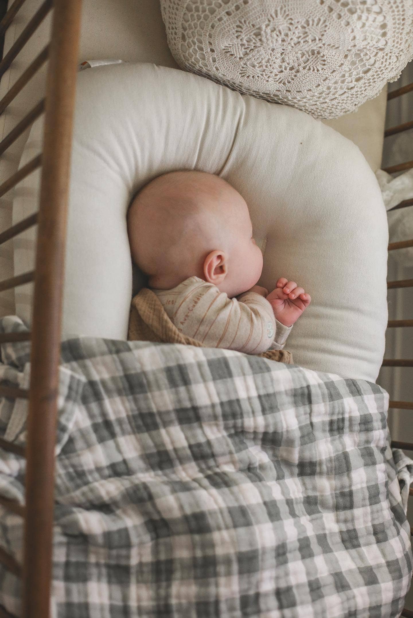 Evergreen Gingham QUILTED 6 Layer Gauze Blanket