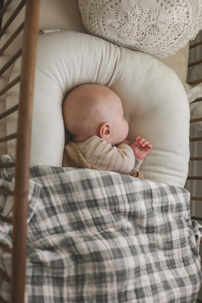 Evergreen Gingham QUILTED 6 Layer Gauze Blanket