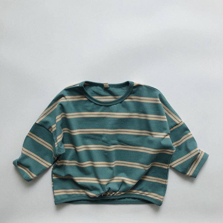 Striped Long Sleeve T-Shirt for Kids Casual Soft Cotton Tee: Brown