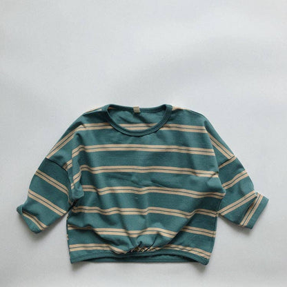 Striped Long Sleeve T-Shirt for Kids Casual Soft Cotton Tee: Brown