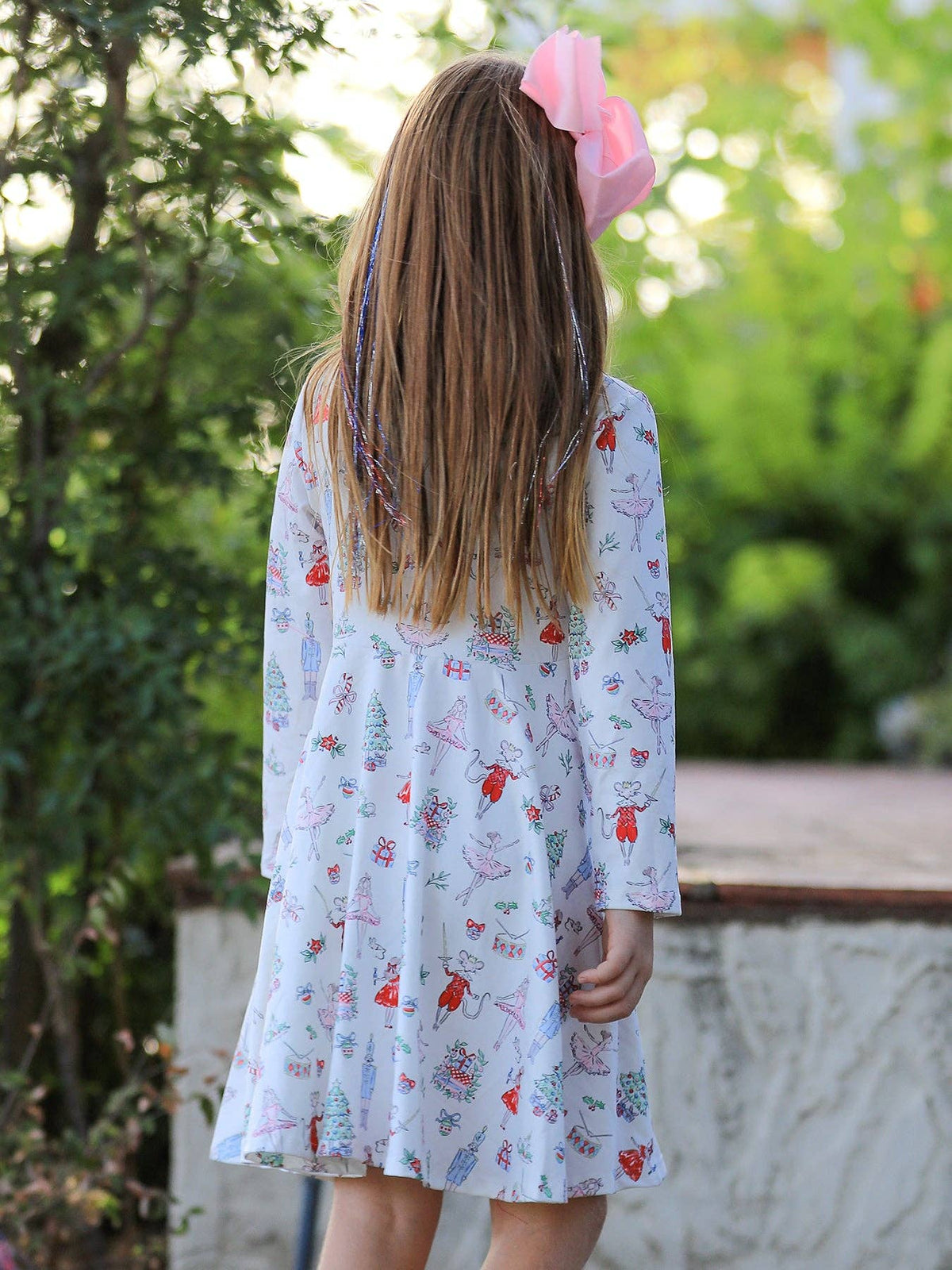 Christmas Girls Holiday Ballet-Inspired Print Dress