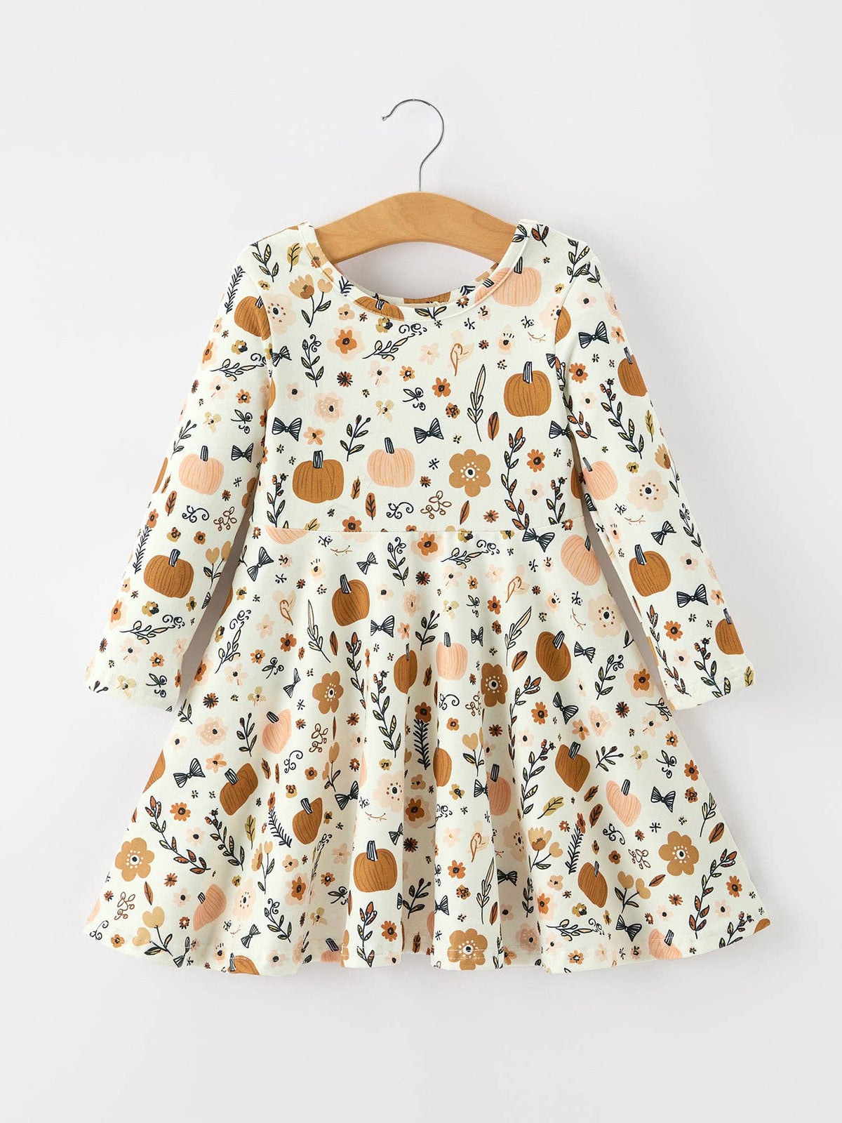 Fall Harvest Pumpkin Girls Dress Long Sleeve: 5