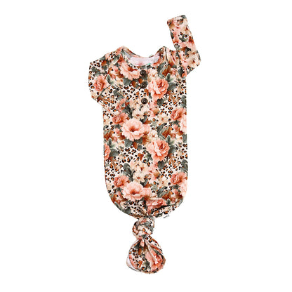 Laura GOWN Bamboo Floral Baby Newborn Coming Home Outfit: Gown Only