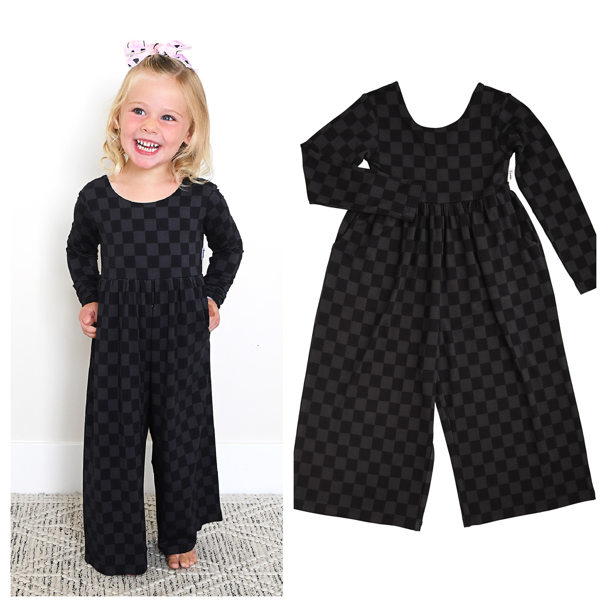 Frankie WIDE LEG ROMPER Bamboo Halloween Checks
