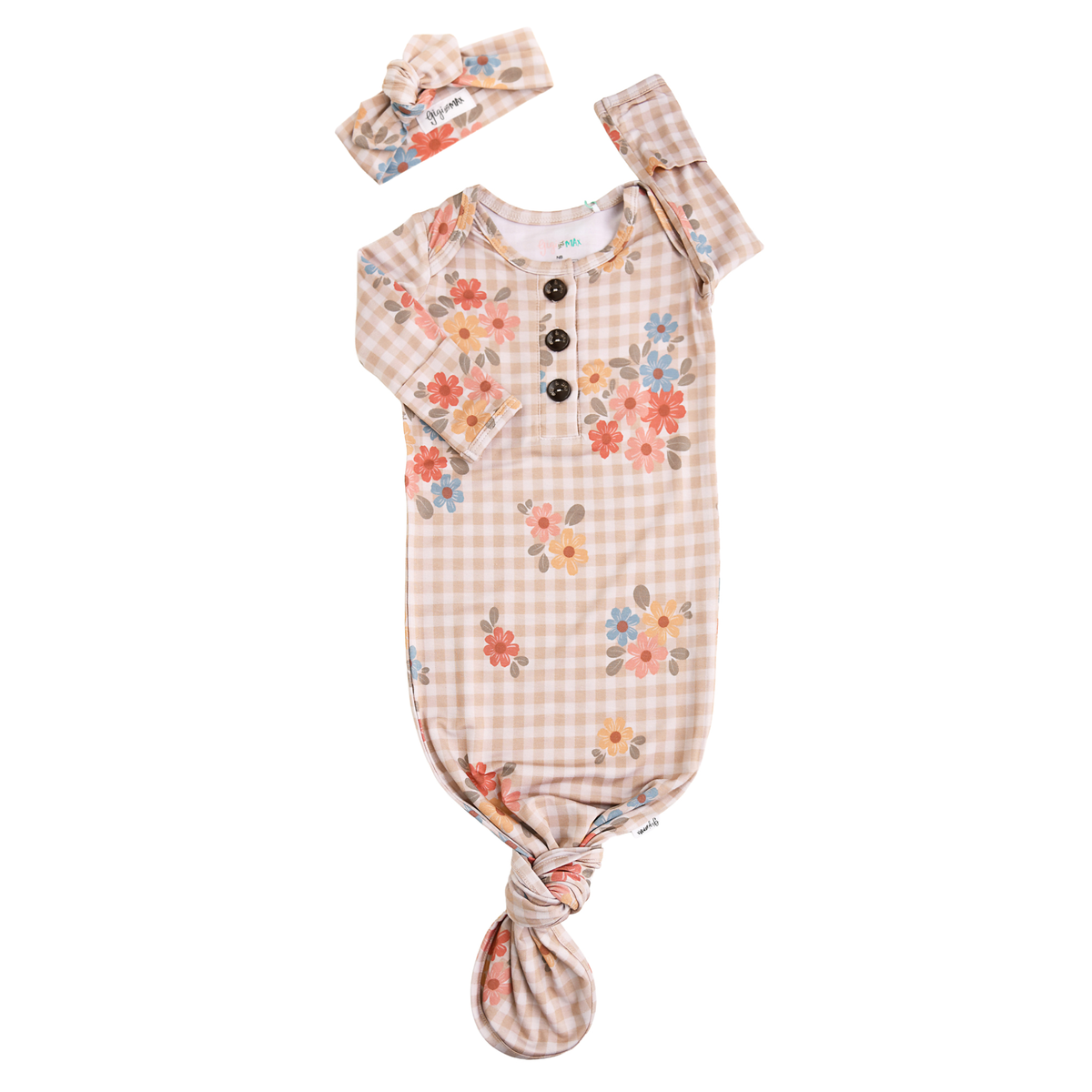 Callie GOWN Bamboo Floral Baby Newborn Coming Home Outfit: Gown