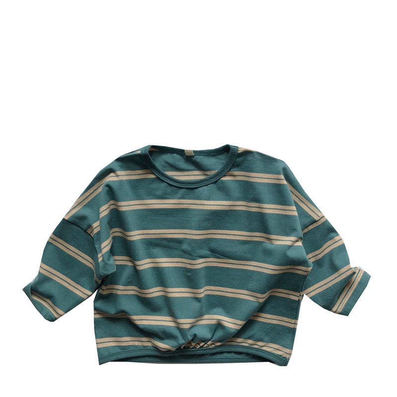 Striped Long Sleeve T-Shirt for Kids Casual Soft Cotton Tee: Brown