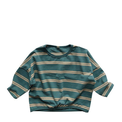 Striped Long Sleeve T-Shirt for Kids Casual Soft Cotton Tee: Brown