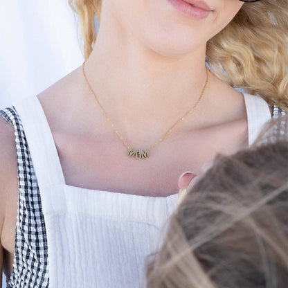 18K Gold PVD Stainless Steel Mom Necklace: Gold