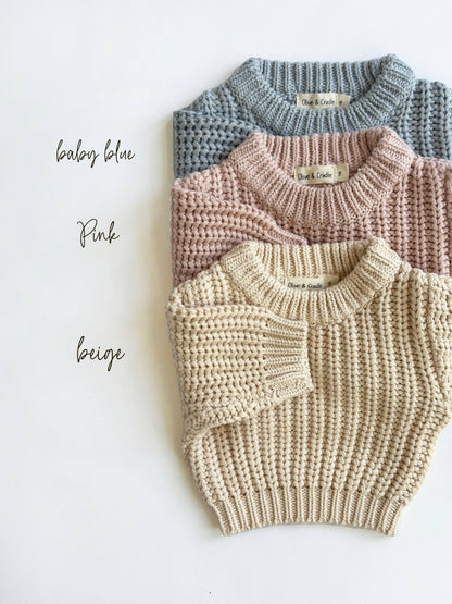 Chunky Knit Sweater Pastels: Milk white